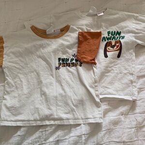 Kids White Graphic Tee Set - 'Fun Awaits' & 'Fun Day Friends'